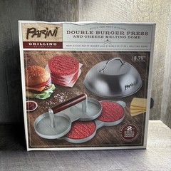 Parini Double Burger Press and Cheese Melting Dome-New in Box