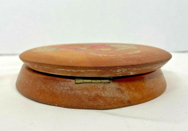 Vintage Wooden Hamburger Press Two Fighting Roosters Chickens Multi Color 5.5"W gallery