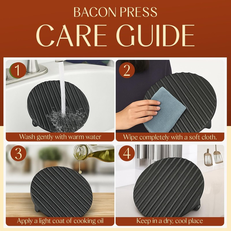 HeavyDuty Cast Iron Burger Press 7 Inch Round Burger Smasher, Grill Press for... gallery