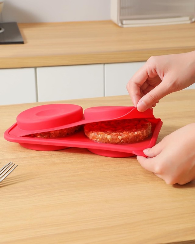 Silicone Burger Press 4.5" 1/4-1/3 lb Patties 4 in 1 Hamburger Press Patty Maker gallery