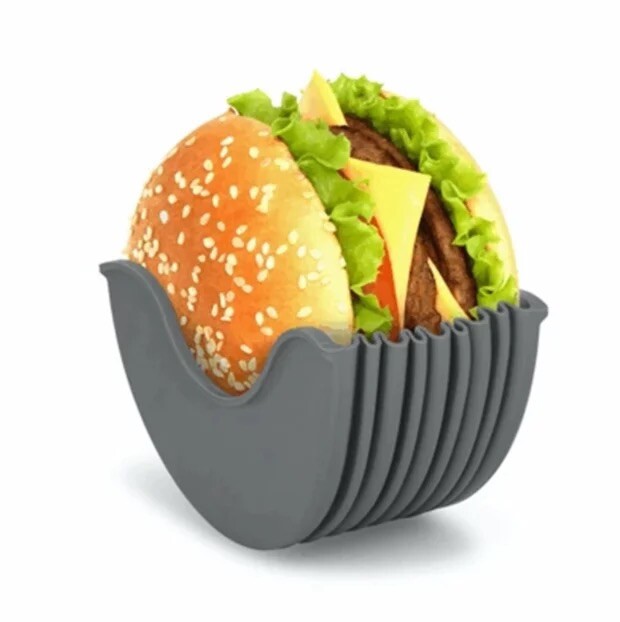4Pc Hamburger Holder To Eat Mess Free Silicone Dish Washer Safe Holder gallery