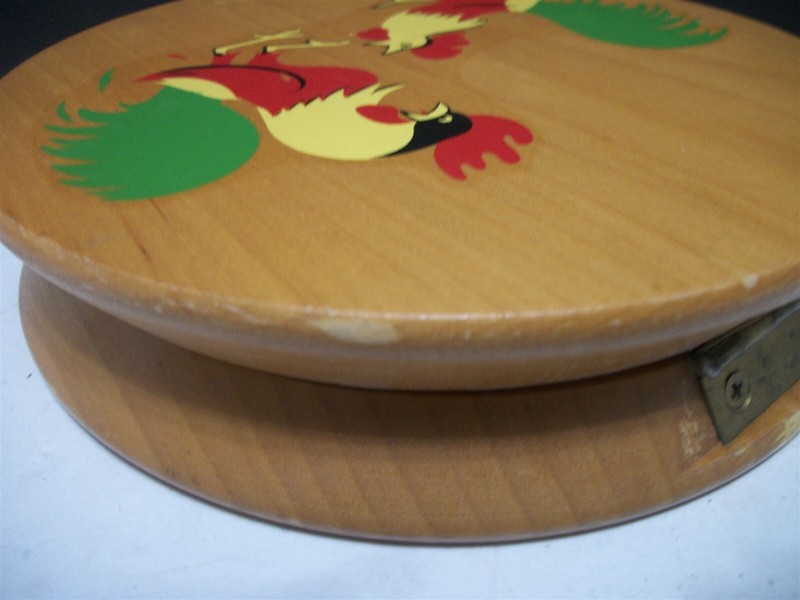 Vtg Wood Rooster Press MCM Use or Hang for Decor 5" Patty size Cottage Rustic gallery