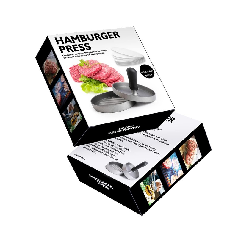 Hamburger Patty Maker, 150 Wax Papers, For BBQ Kitchen, Silver gallery