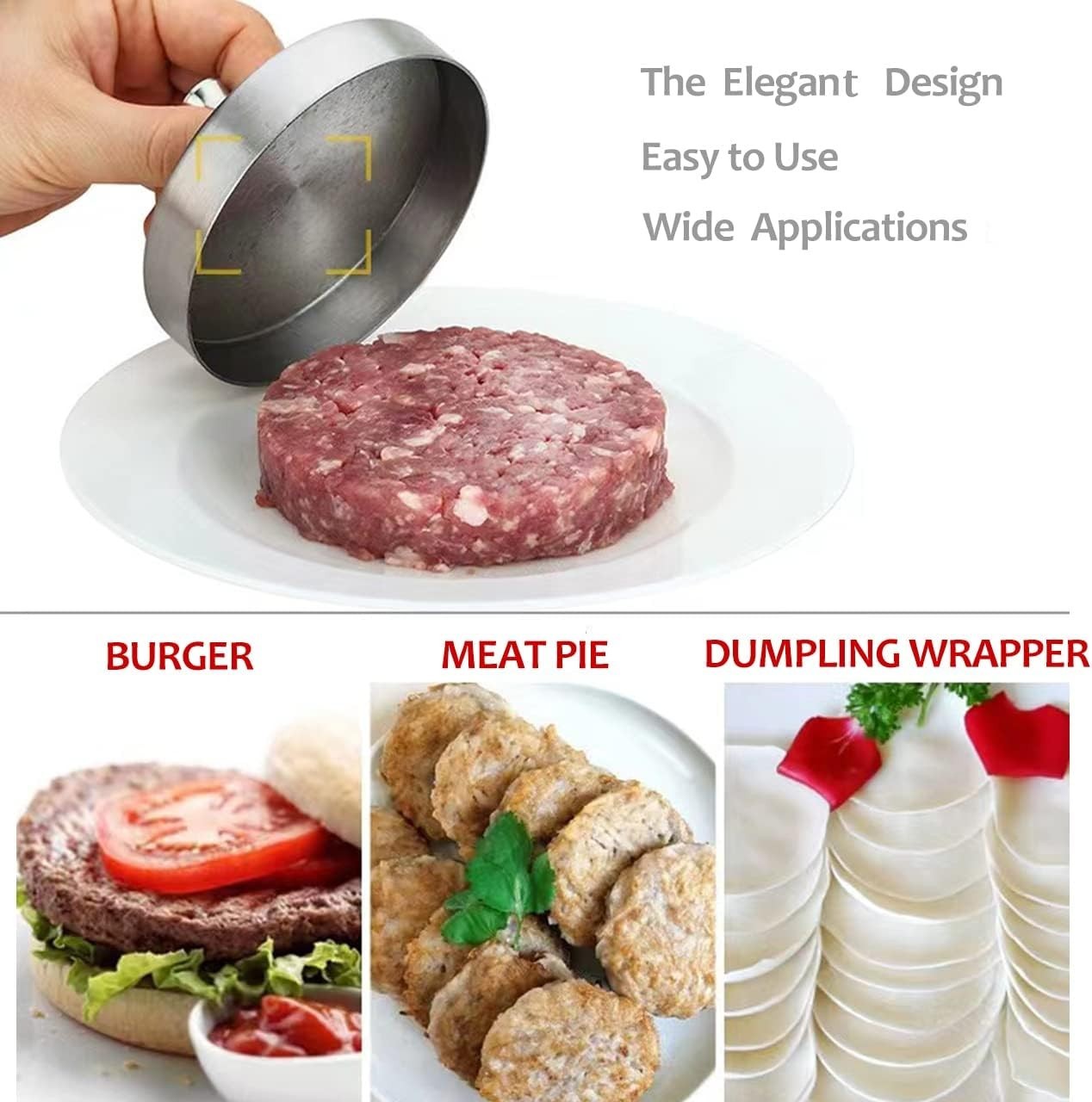 304 Stainless Steel Hamburger Press Patty Maker for BBQ Grill gallery