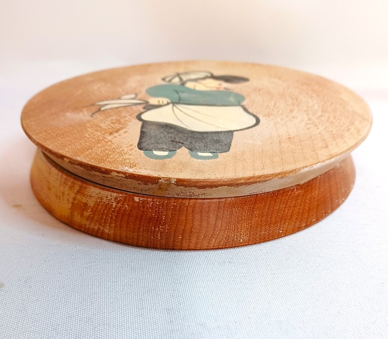 Wooden Hamburger Press Vintage Chef Rooster Hen Kitchy Cabin Core gallery
