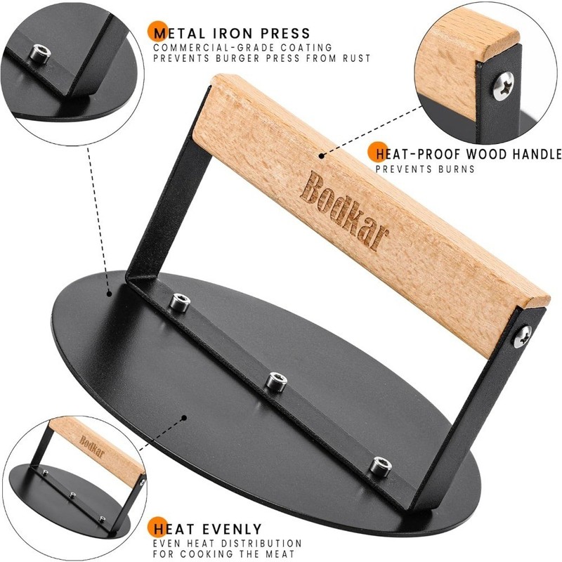 Smash Burger Press 6 inch, Round Burger Smasher Grill Press for Griddle Bacon gallery