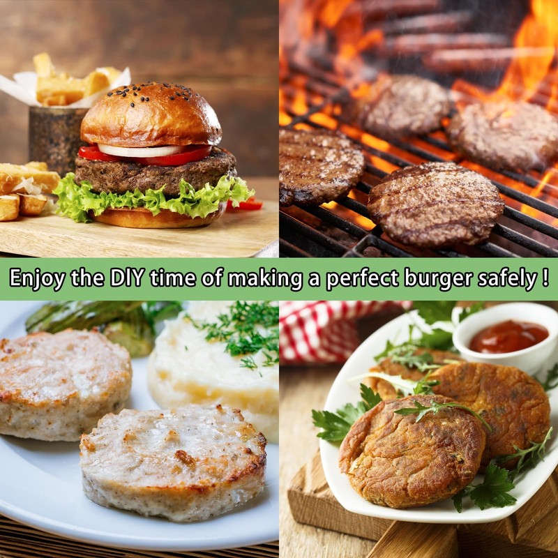 Stainless Steel Adjustable Burger Meat Press Maker 150 PCS Patty Paper Molds gallery