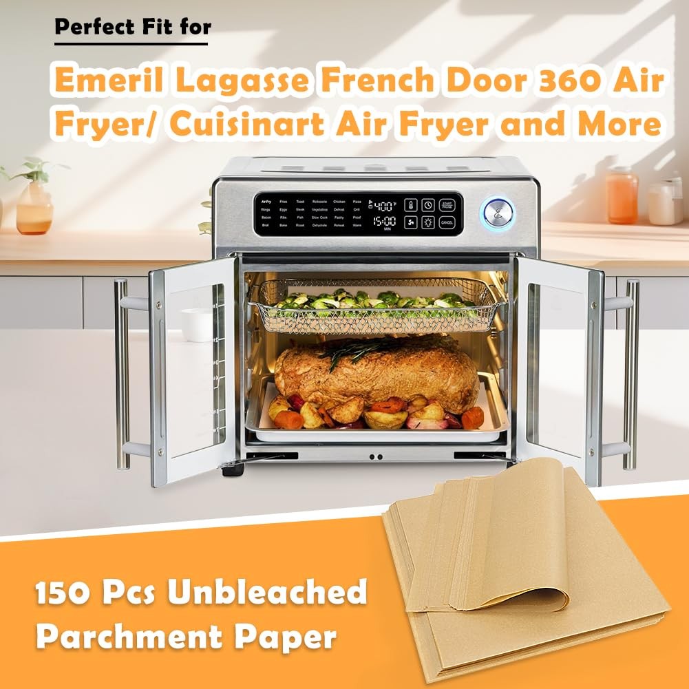 YQL 10x12 Inch 150PCS Disposable Air Fryer Liners, Inch, Brown gallery
