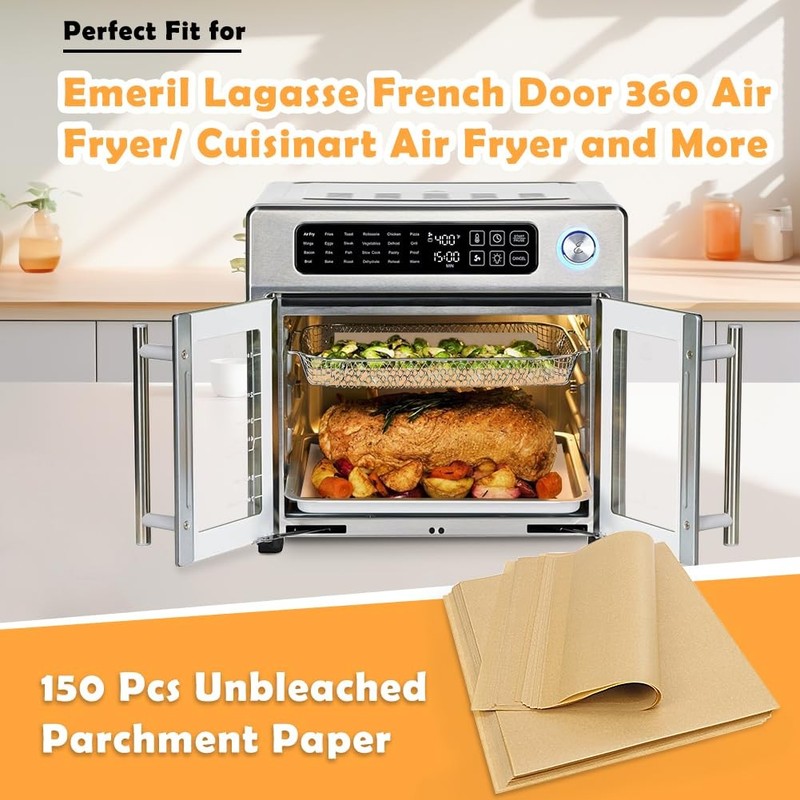 YQL 10x12 Inch 150PCS Disposable Air Fryer Liners, Inch, Brown gallery