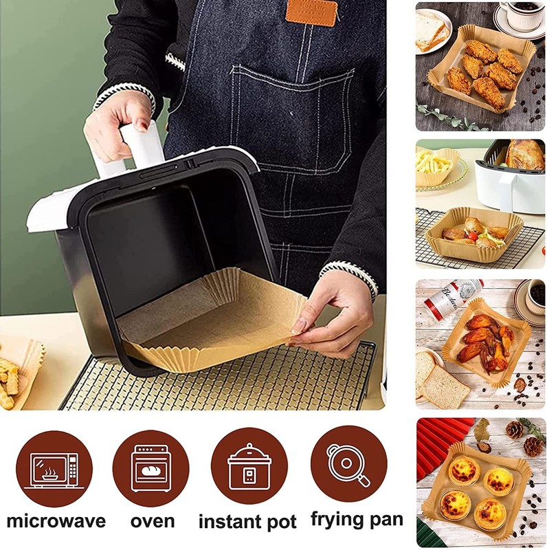 UHOUSE air fryer liners 9.5 inch square, inch,Square,110 gallery
