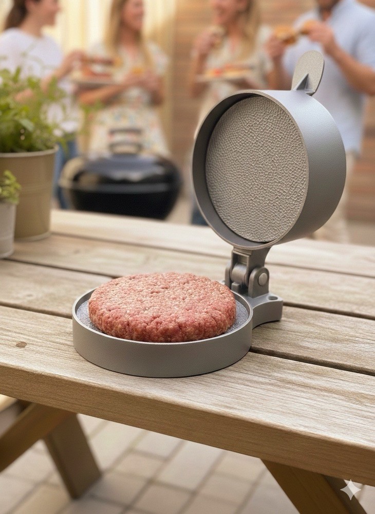 L.E.M. Solid Metal Non-Stick Burger Press for Large Single Patty Ground Meat