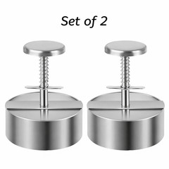 2 Pack Stainless Steel Burger Press 4.5″ Patty Maker Easy Release BBQ Tool