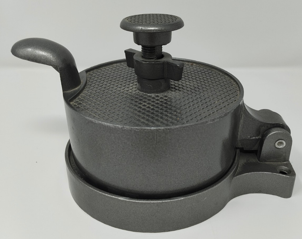 Vintage Metal Adjustable Single Hamburger Patty Press-Heavy Duty