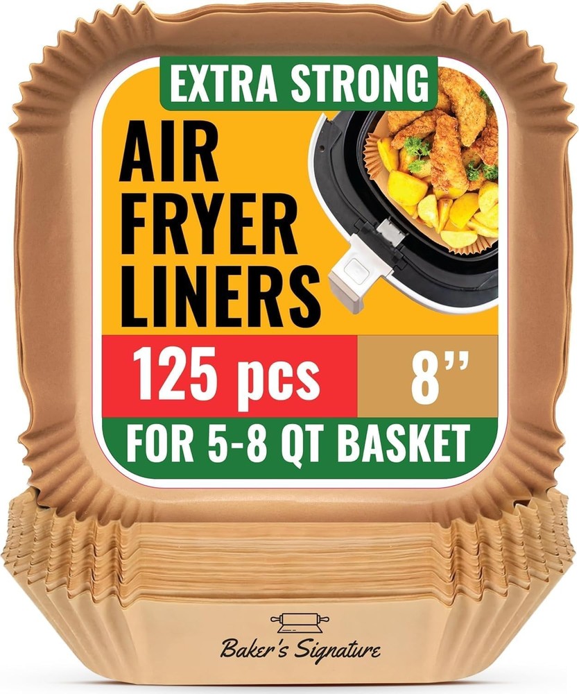Air Fryer Paper Liners, 125Pcs Air Fryer Disposable Liners, Non-Stick and Oil Pr