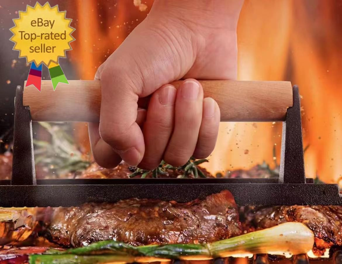 Kitchen Tools Heavy Duty Cast Iron Smash Burger Press round Barbecue Meat Flat P gallery
