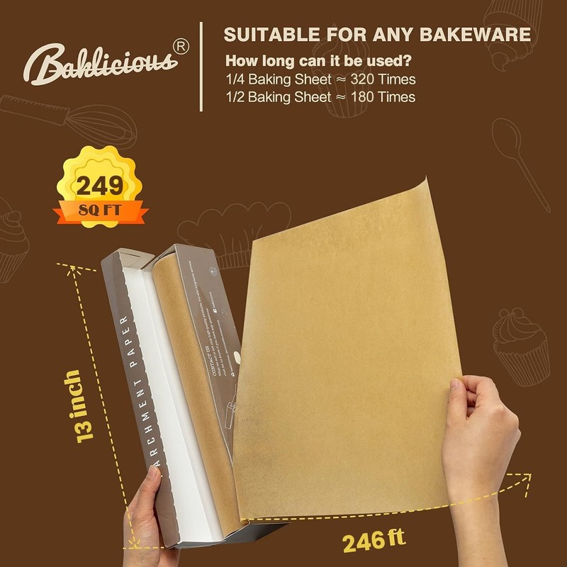 Unbleached Parchment Paper Roll for Baking, 13 in x 242 13inch-roll, Brown gallery