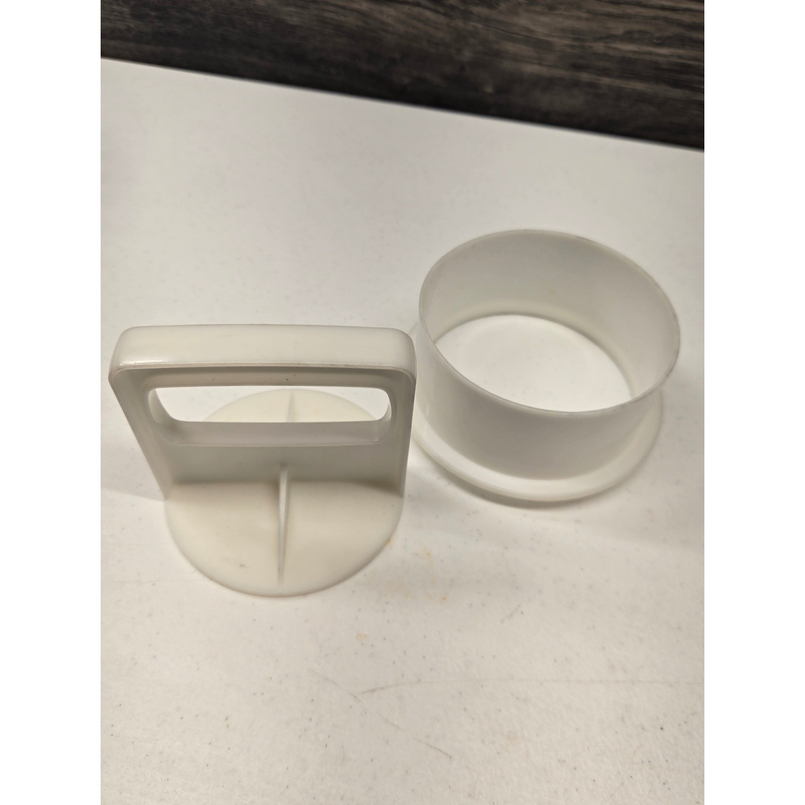 Vintage Tupperware Hamburger Press Patty Maker Set White 2 Piece Kitchen Tool gallery