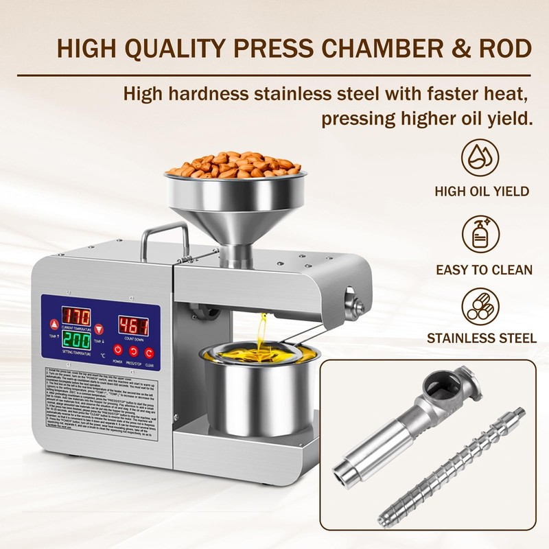 Oil Press Machine, 110V Home Commercial Automatic Oil Press Extractor, Steel ... gallery