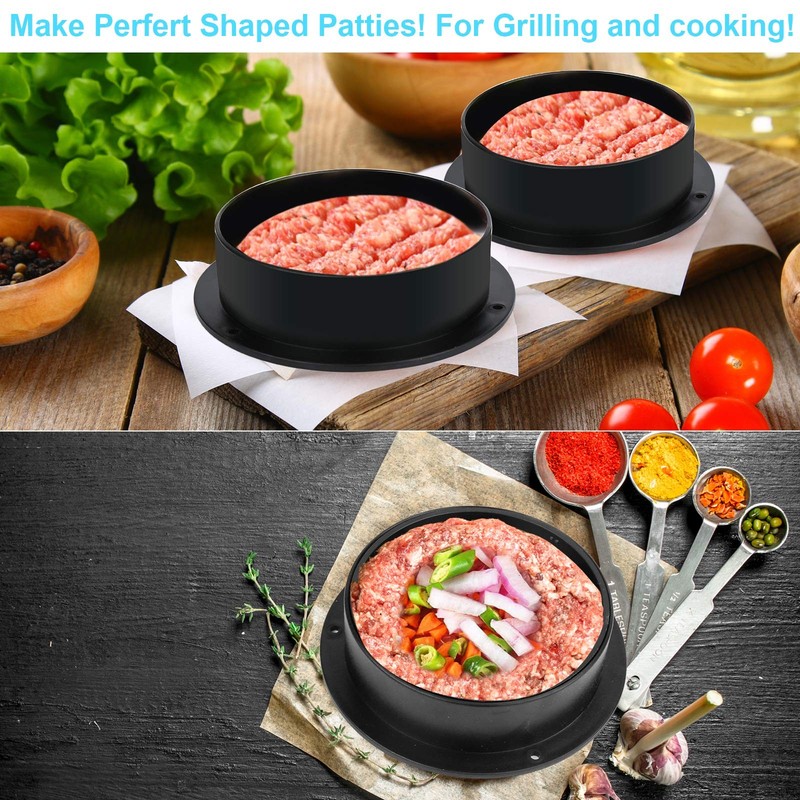 3 in 1 Stuffed Burger Press Patty Maker Rings Molds Kit, Non Stick Stuffer Hambu gallery