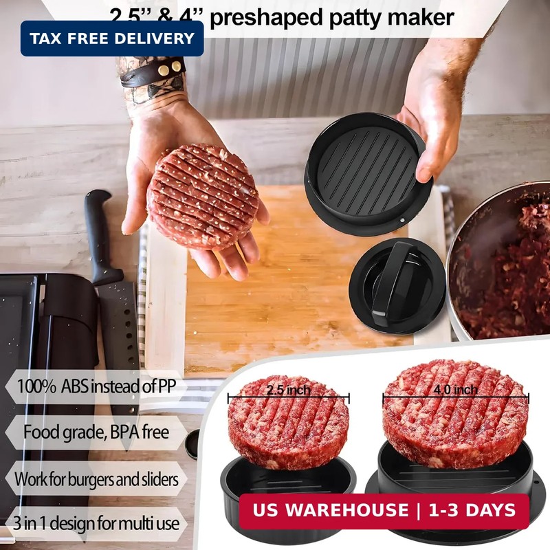 7" Cast Iron Smash Burger Press, Hamburger Press Patty Maker, Stainless Steel Sp gallery