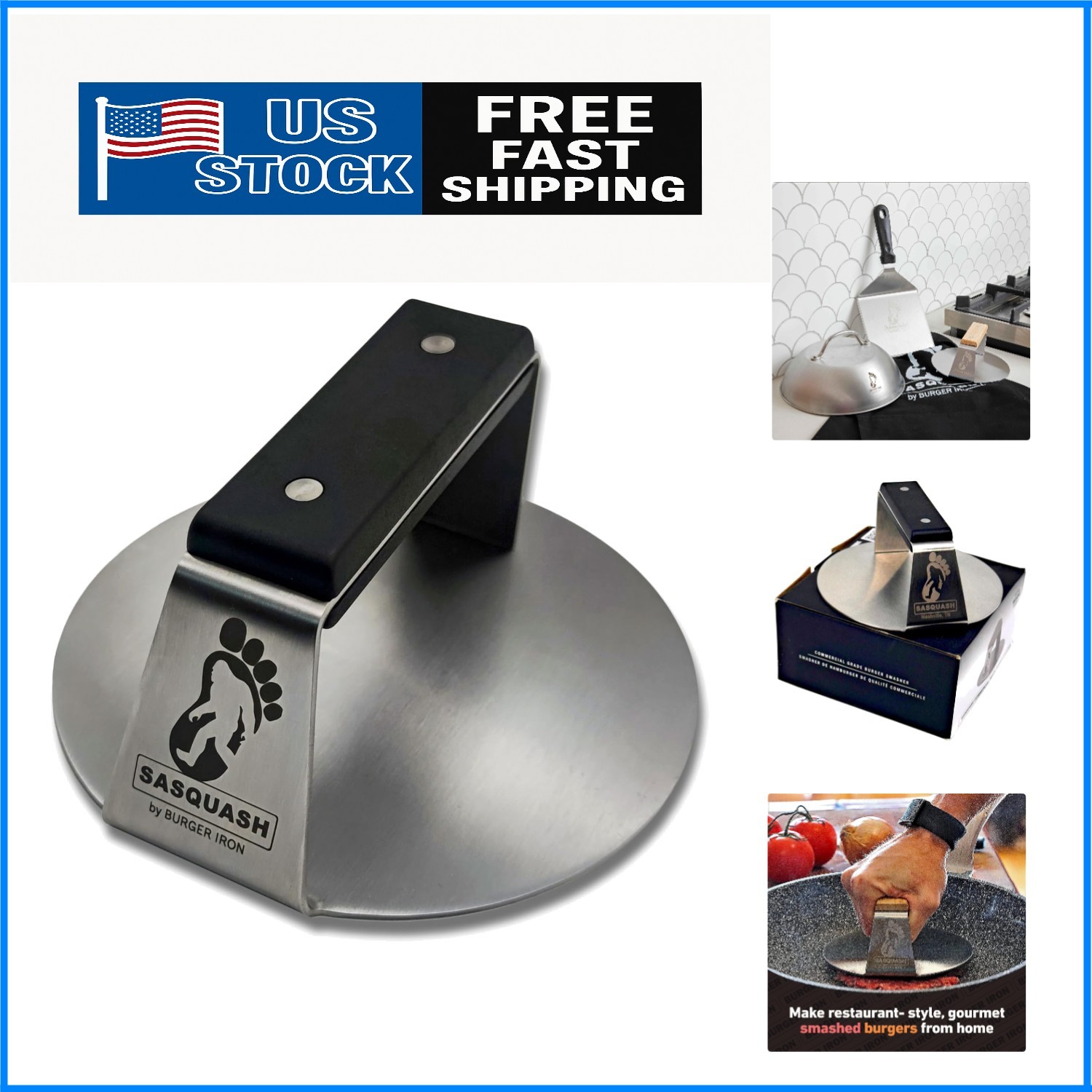 The Sasquash 6-Inch Commercial Burger Press - Ultimate Smasher for Grill Lovers gallery