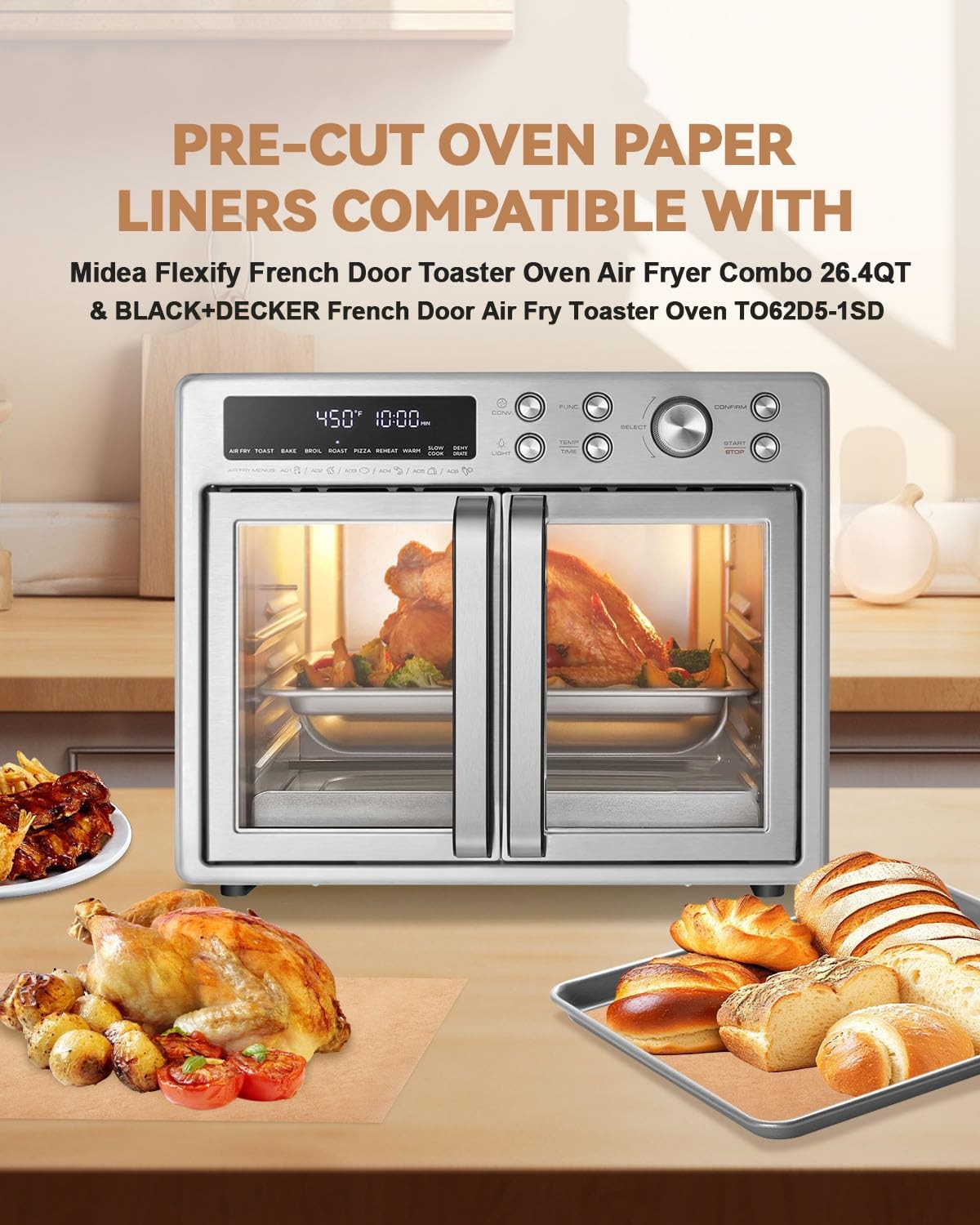 125PCS Air Fryer Liners 125PCs for Flexify 26.4QT, Unbleached Parchment Paper gallery
