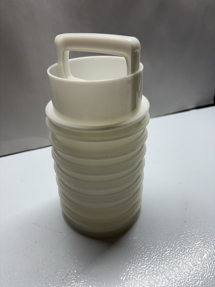 Vintage Tupperware 4" Hamburger Patty Press / Ring & 7 Freezer Keepers w/ Lid