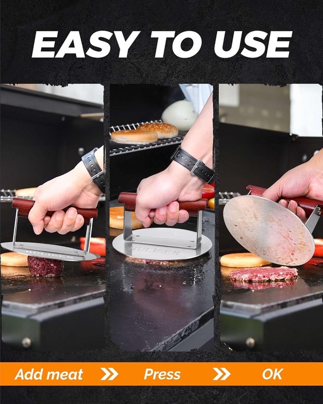 6.2 Stainless Steel Burger Smasher Flat Top Grill Skillet Cast Iron Accessories gallery