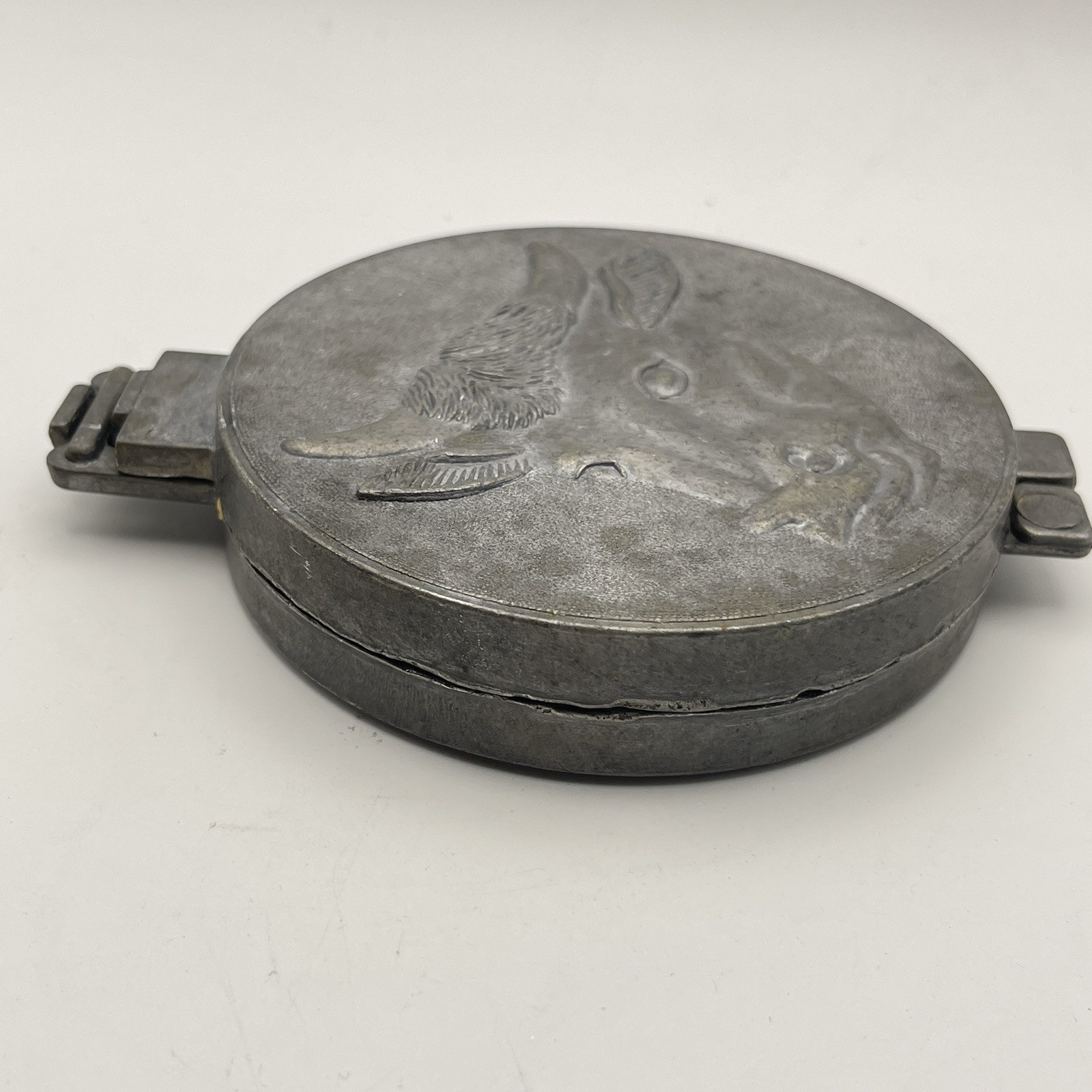Vintage Farm Decor, Metal Hamburger Patty Press, Cow, Steer, Embossed Design 3.5 gallery