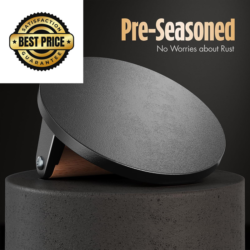 Pisol Smash Burger Press, Pre-Seasoned Cast Iron Hamburger Smasher, 2 Round gallery
