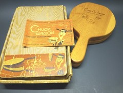 Vintage Chuck Wagon Wood Burger Press Maker Kit With Original Box & Recipe Book
