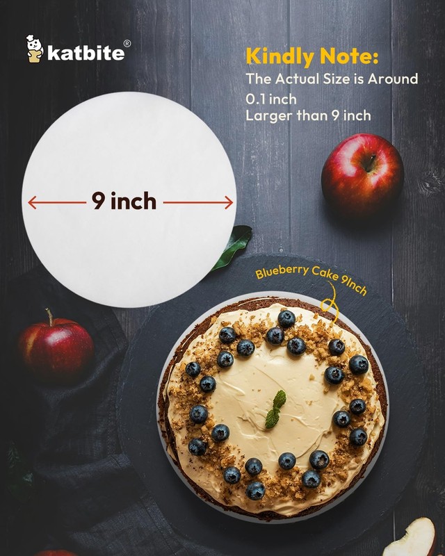 Katbite 9 Inch Parchment Paper Rounds, 200Pcs Cake 9inch-200, White gallery