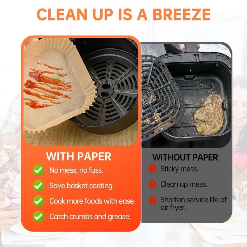 Air Fryer Liners Disposable 100 Pcs 8" (Square), 100 (Square) gallery