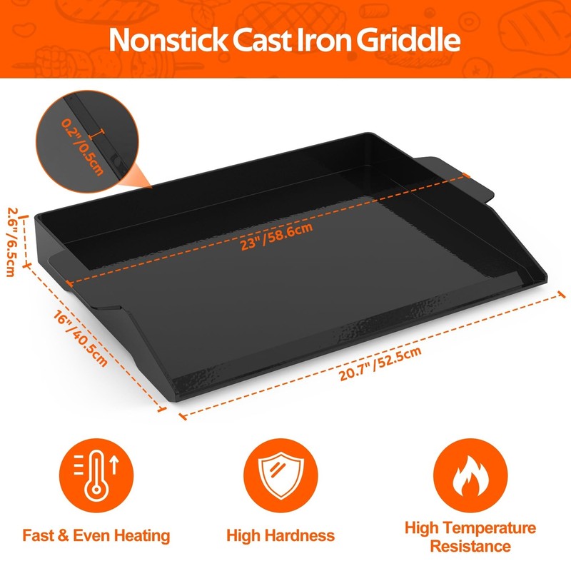Onlyfire Universal Enamelled Cast Iron Cooking Griddle, Nonstick Co... Fast Ship gallery