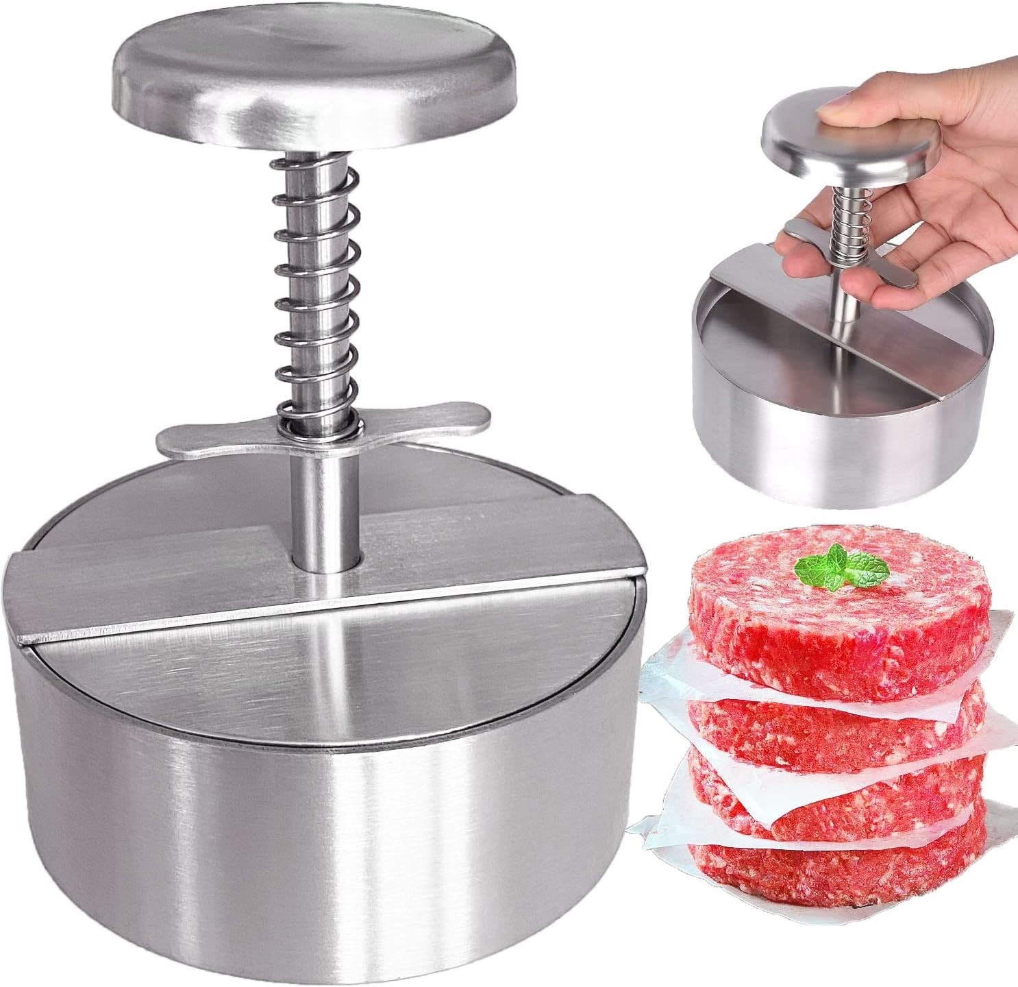 Burger Press Stainless Steel Hamburger Patty Maker Grill Griddle Flat gallery