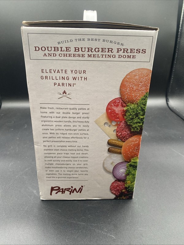 Parini Double Non-Stick Burger Press & Cheese Melting Dome 8.75" NIB gallery