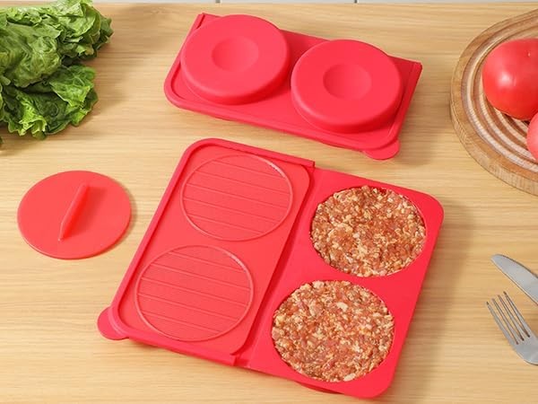 Silicone Burger Press 4.5" 1/4-1/3 lb Patties 4 in 1 Hamburger Press Patty Maker gallery