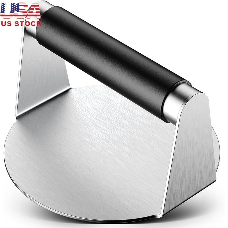 Stainless Steel Burger Press W/ Silicone Handle Non Stick Easy Clean BBQ Tool US gallery