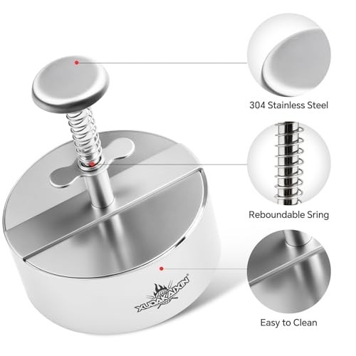 Stainless Steel Hamburger Press Patty Maker - Non-Stick Burger Molds, BPA-Free, gallery