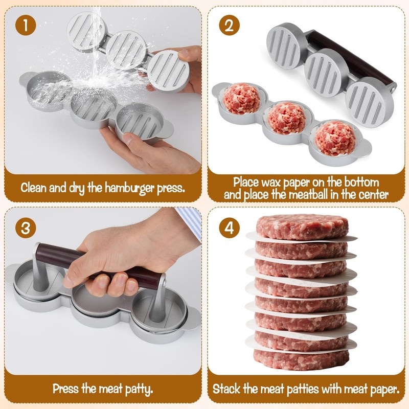 Mini Burger Press Small Meat Patty Maker 200 Paper Three 2.56Inch Mold gallery
