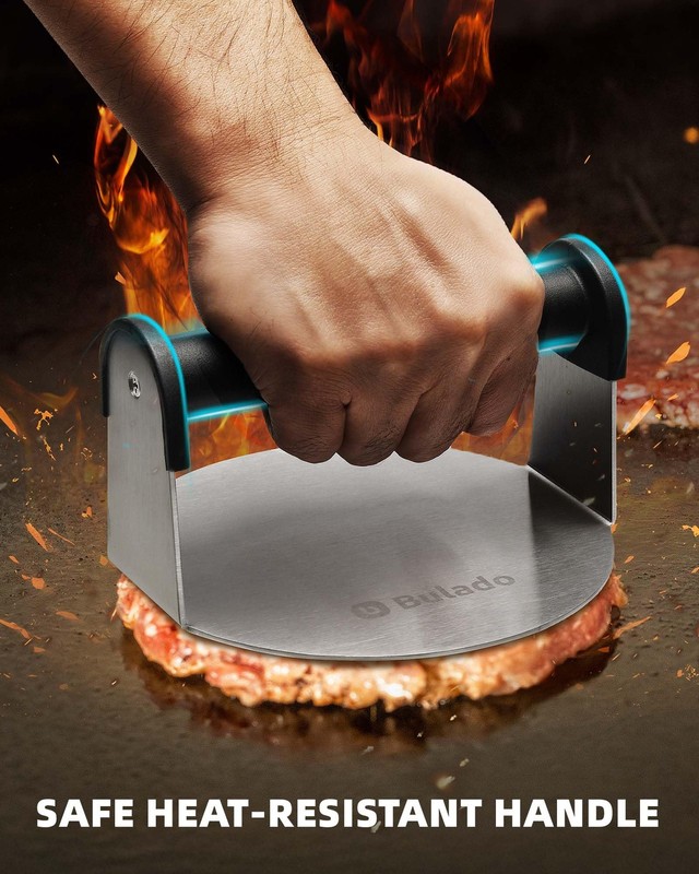 6 Round Burger Press Smasher, Stainless Steel, Heat-Resistant Handle, Non-Stick gallery