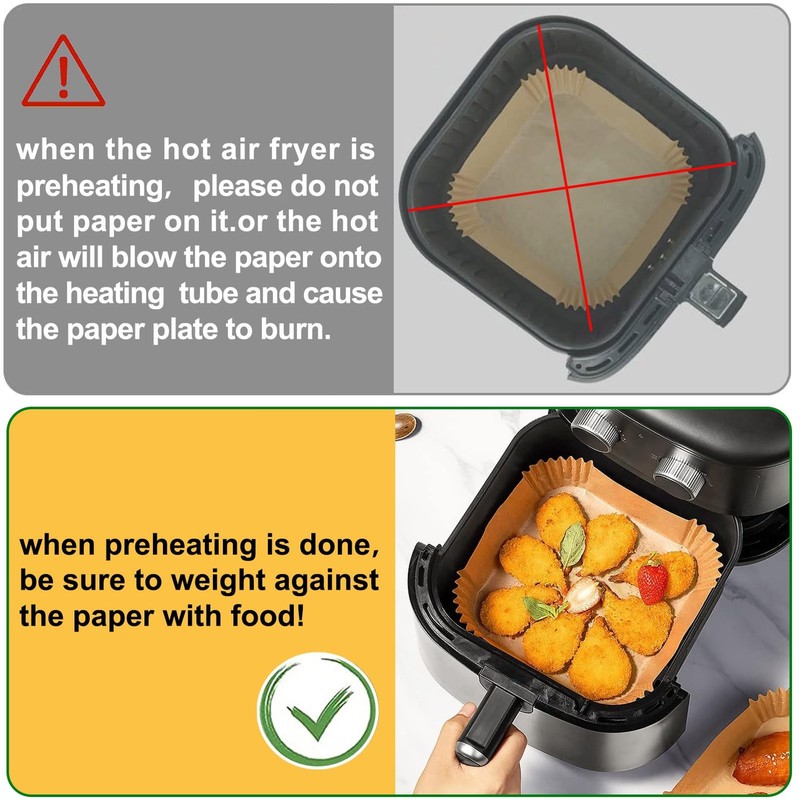 Air Fryer Liners Disposable 4QT/5QT for Chefman 7.5 Inch Square, Natural gallery
