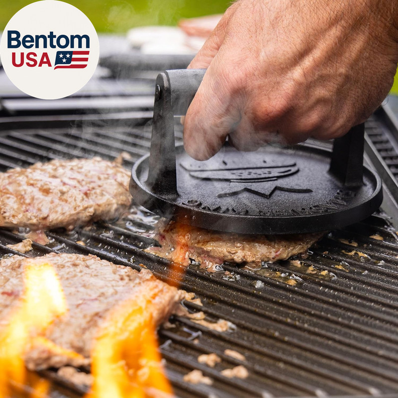™ - Premium Cast Iron Smash Burger Press Incl. 25 Pcs of Patty Paper, Burger Sma gallery