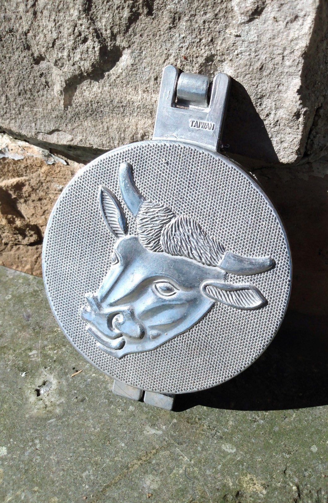 Vintage Metal Aluminum Hamburger Burger Patty Press Cow Steer w Embossed Design gallery