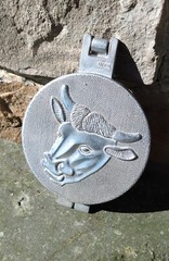 Vintage Metal Aluminum Hamburger Burger Patty Press Cow Steer w Embossed Design