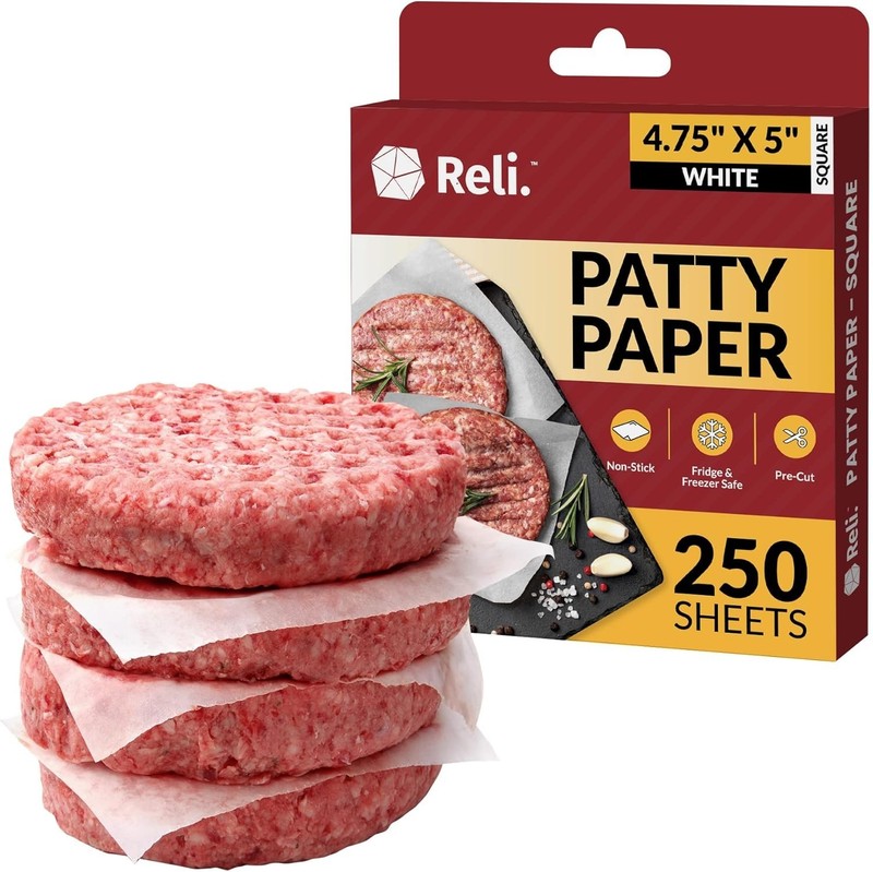 250 Pack 4.75" x 5" Hamburger Patty Paper - Non-Stick Wax Sheets for Meats gallery