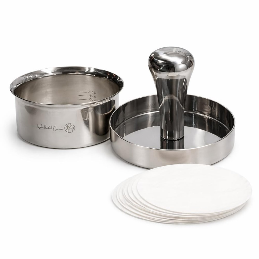 Stainless Steel Burger Press with Patty Ring – Multi-Purpose Meat & Veggie Pa...