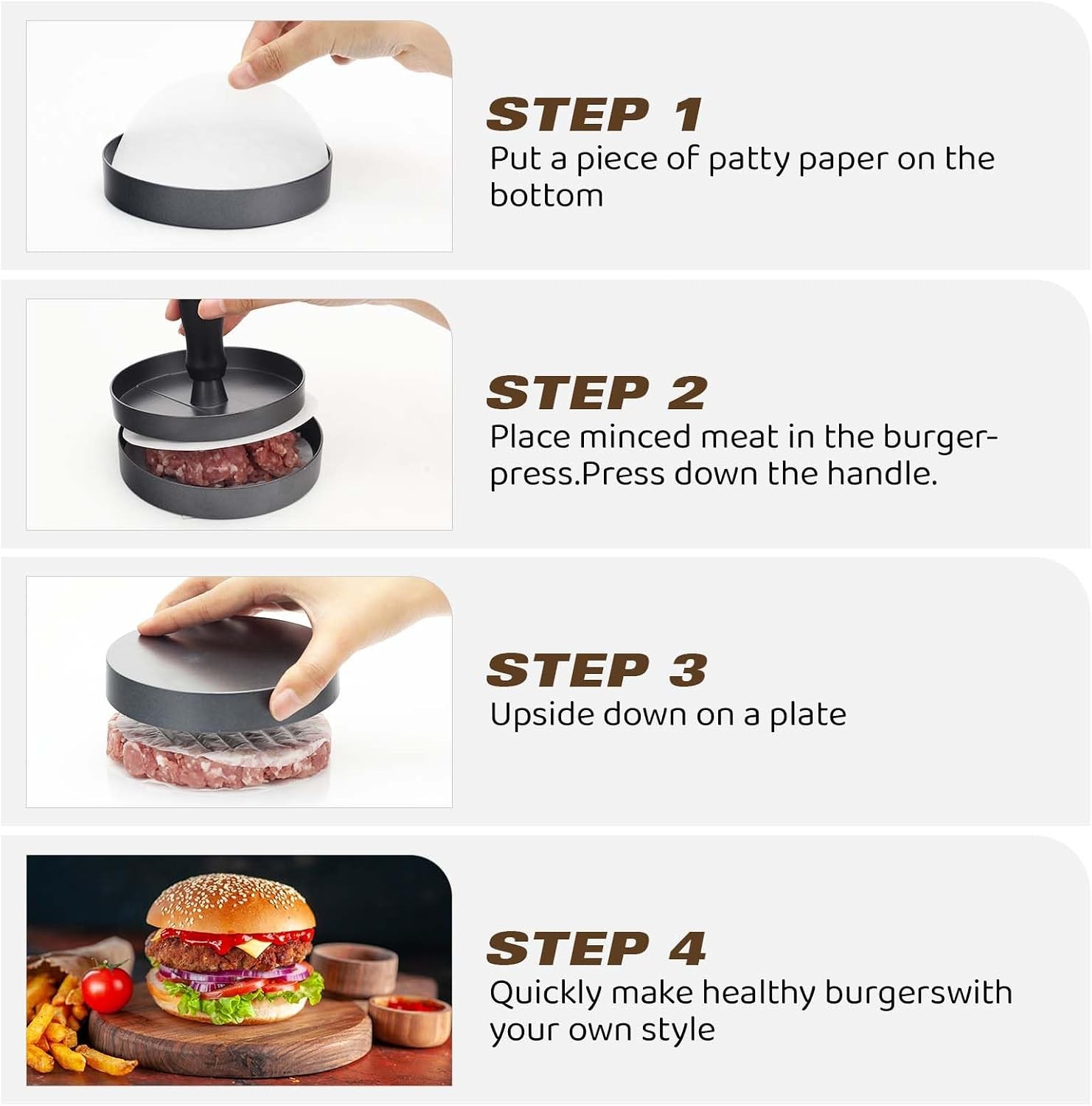 Burger Press 200 Patty Papers Aluminum Burger Press Patty Maker Meat Beef Cheese gallery