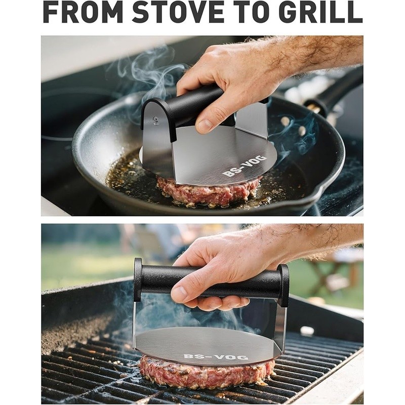 Gift-Ready Hamburger Press W/ Cool-Touch Handle Perfect Crispy Patties New gallery