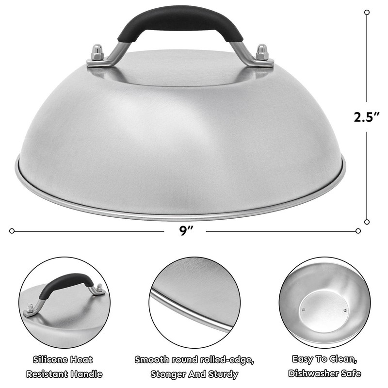 Stainless Steel Burger Press & Melting Dome 6.2'' Grill Press 9'' Basting Cover gallery